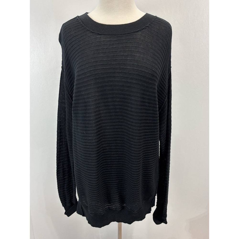 Sundance Ribbed Sweater Sz Large Women's Black Oversized Classic Capsule